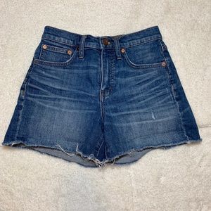 Madewell High Rise Cut Off Jean Shorts Women's Size 24 Stretch Medium Wash Blue